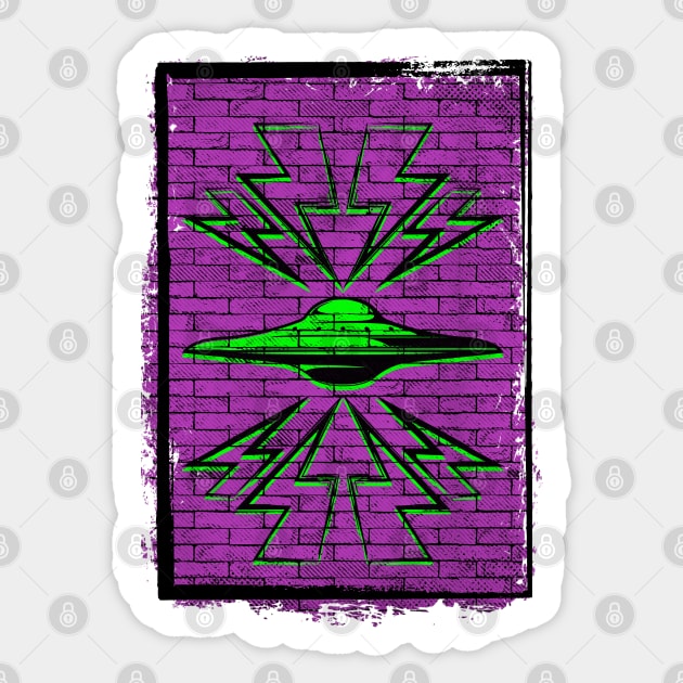 Brickwall UFO Beams Sticker by  TigerInSpace